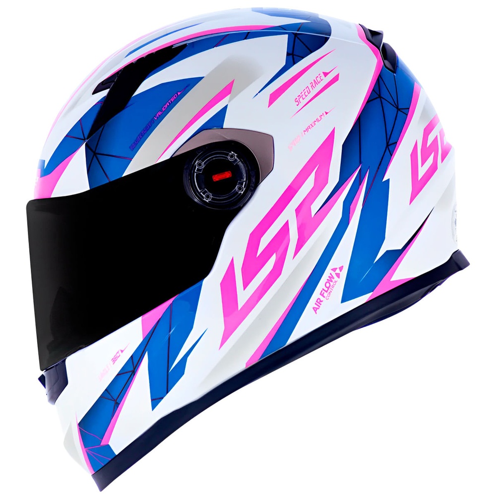 Capacete Moto Fechado Masculino Feminino LS2 FF358 Draze Branco Azul