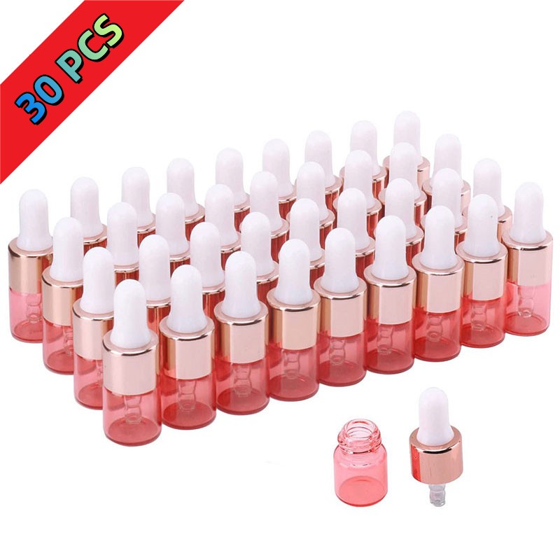 30 Peças 1ml 2ml 3ml 5ml Garrafa Conta Gotas De Vidro Transparente