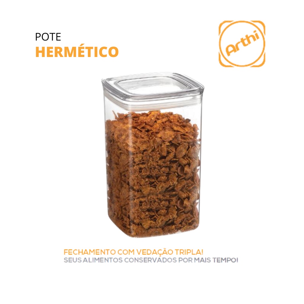 Pote Hermetico Grande Lts Vedacao Tripla Quadrado Arthi Shopee Brasil