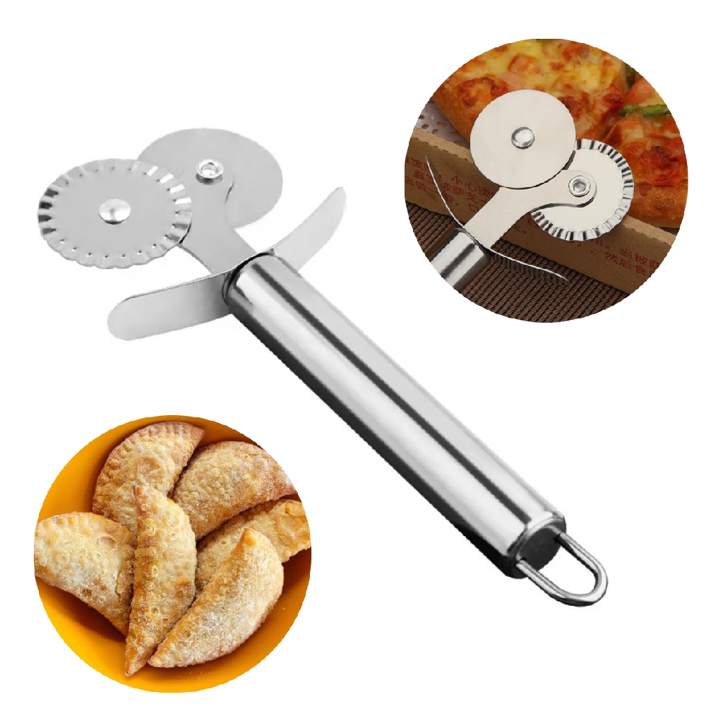 Cortador Pizza Duplo Inox De Massa Para Pastel Carretilha Shopee Brasil