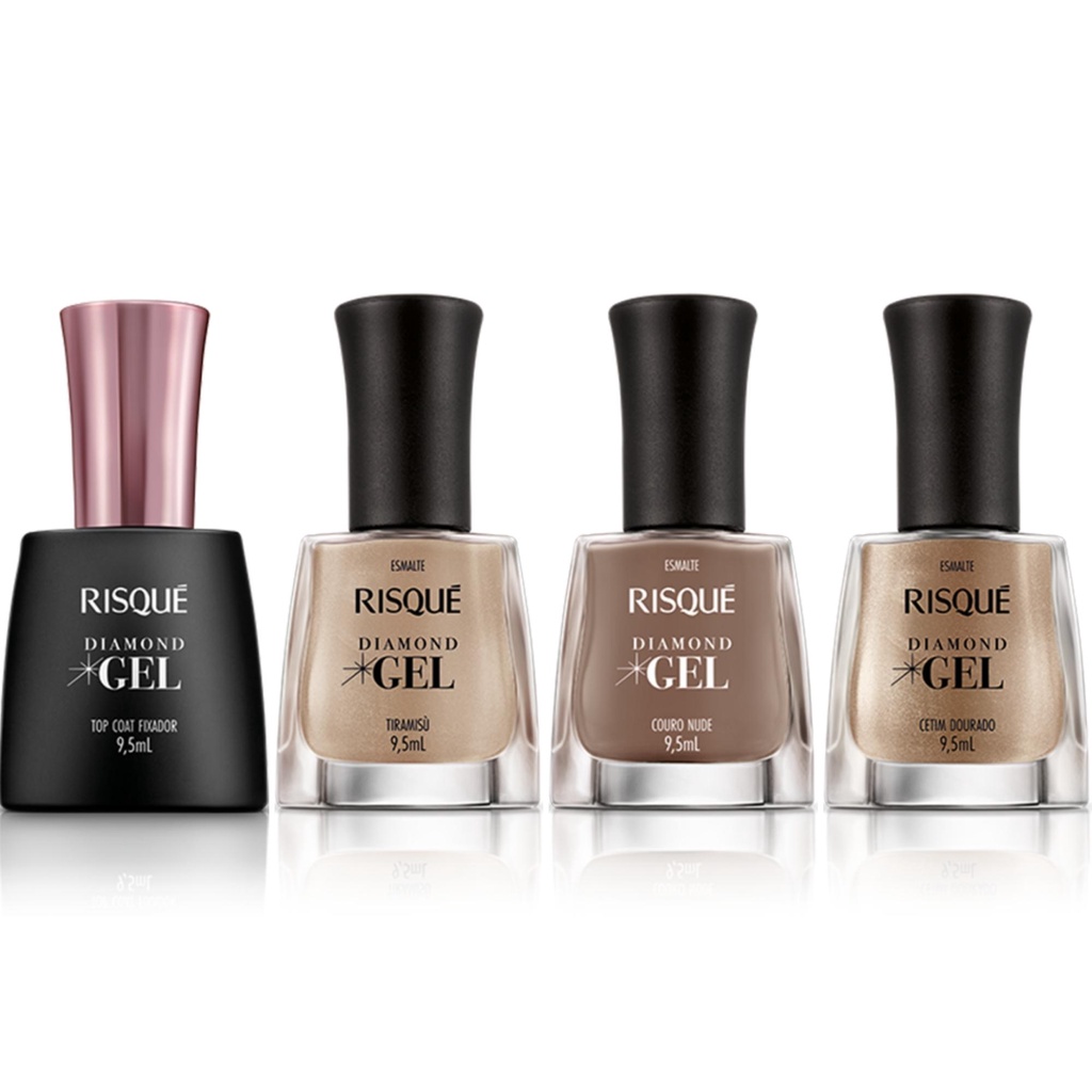 Kit Esmalte Diamond Gel Risque Cores Nude Dourado Top Coat Shopee Brasil