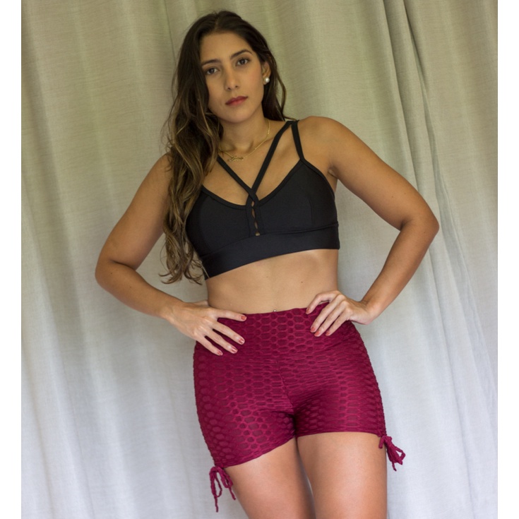 Short Brocado Empina Bumbum Marsala Shopee Brasil