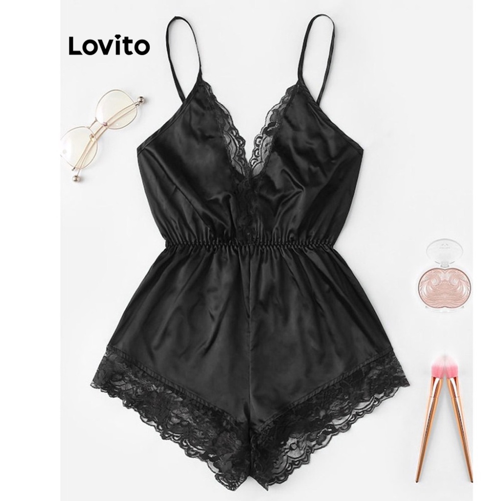 Lovito Lingerie Sensual Detalhes Em Renda E Contraste De Cores Para