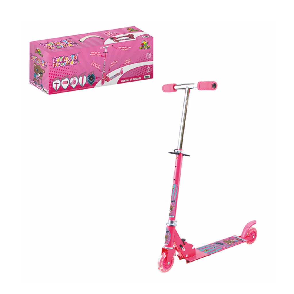 Patinete Infantil Menina Rosa Rodas Luzes Radical Kg Shopee