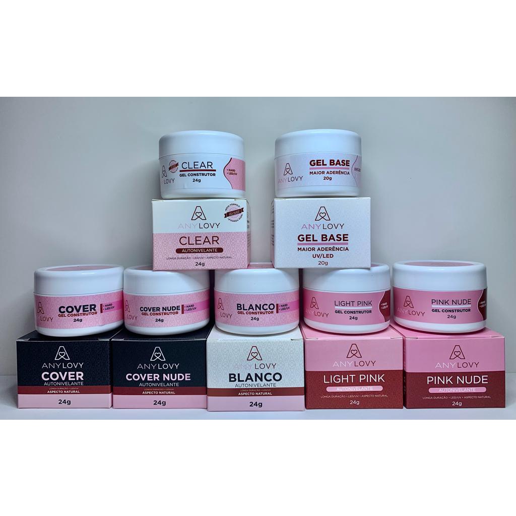 Kit 7 géis Anylovy cover cover nude pink nude light pink clear