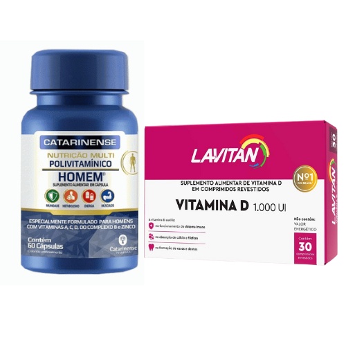 A Z HOMEM 60 CAPS CATARINENSE LAVITAN VITAMINA D1000UI KIT PARA