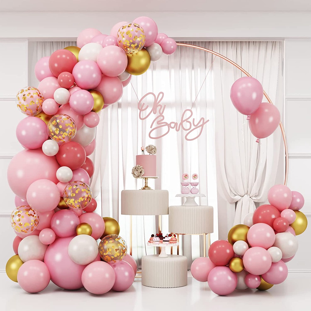 159pcs Balões De Ouro Rosa Garland Arch Kit Confettis Branco Látex