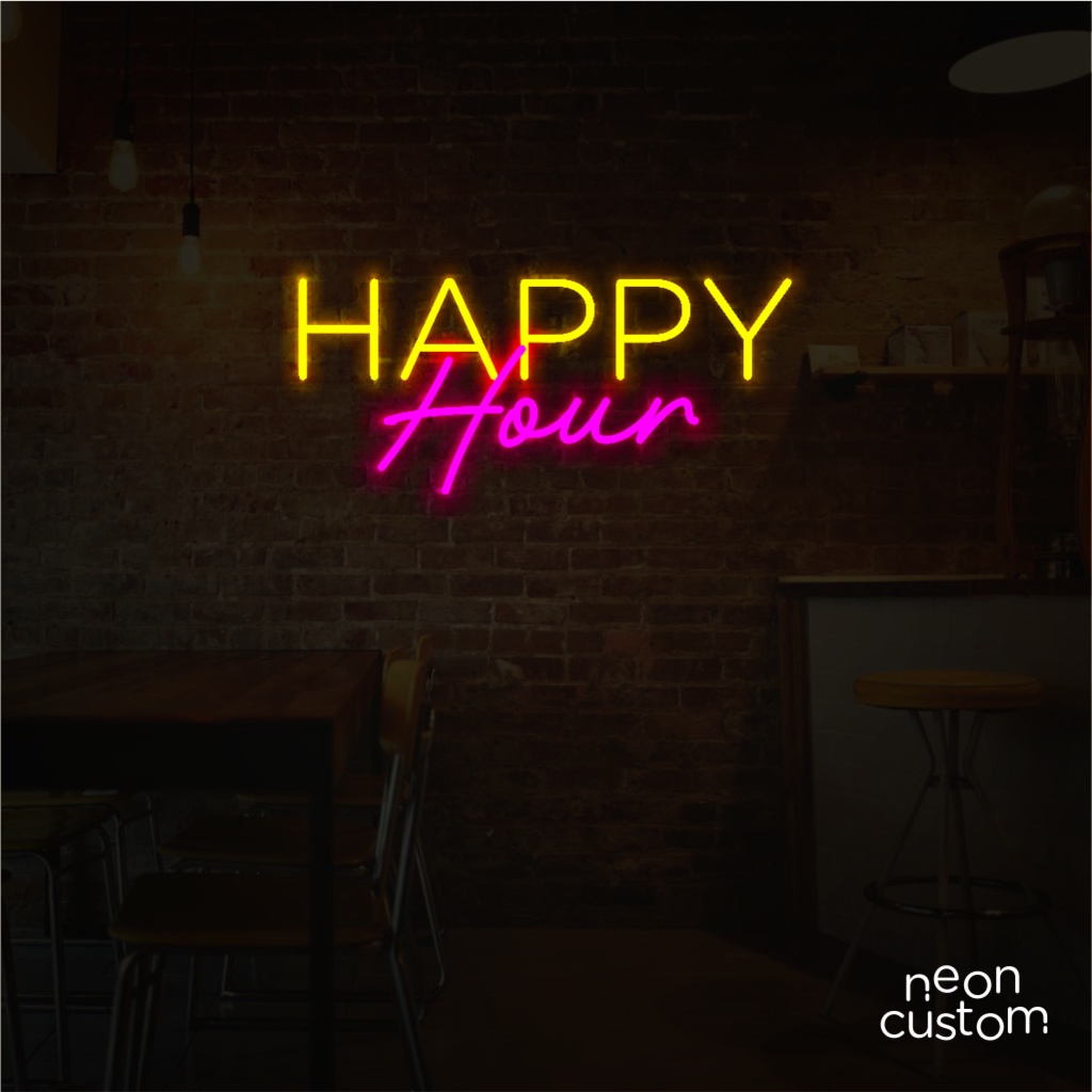 Painel Letreiro Led Neon Happy Hour Decoracao Festa Bar Shopee Brasil