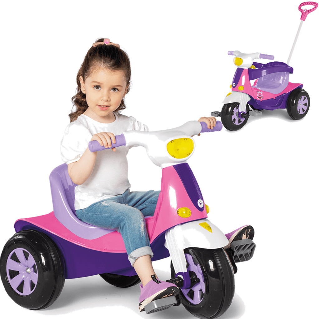 Carrinho De Passeio E Pedal Para Bebe Calesita Velomoto Rosa Shopee