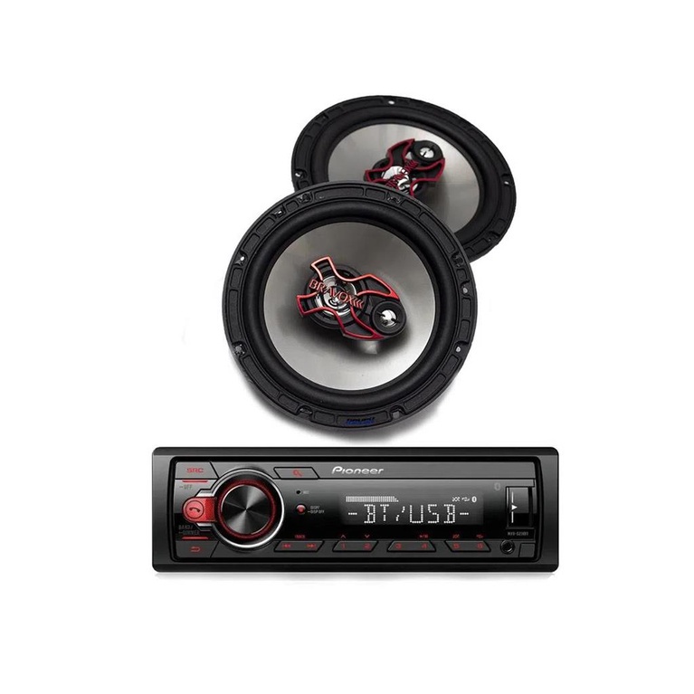 Kit Som Automotivo Pioneer MVH S218BT USB Bluetooth E Par Auto Falante