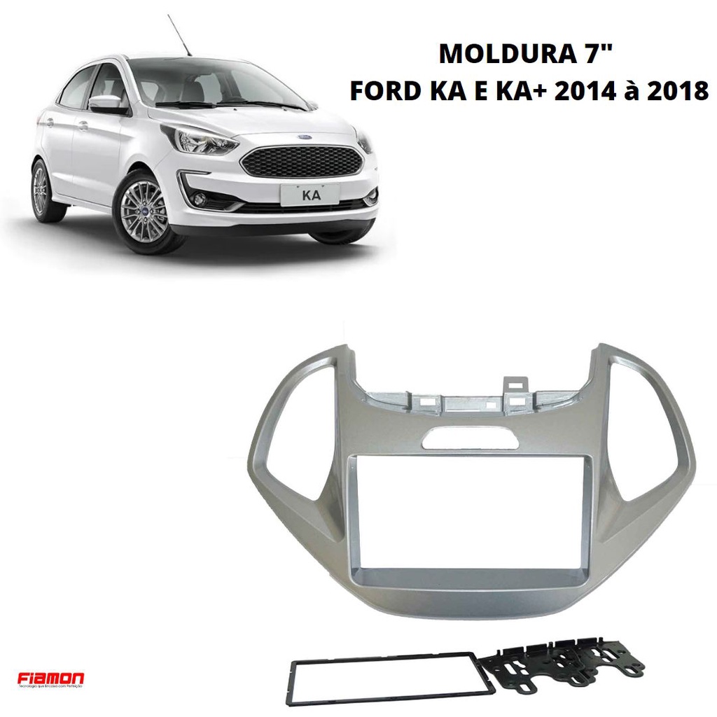 Moldura 2 Din 7 Polegadas Fiamon Ford Ka Ka 2014 à 2018 Prata Shopee