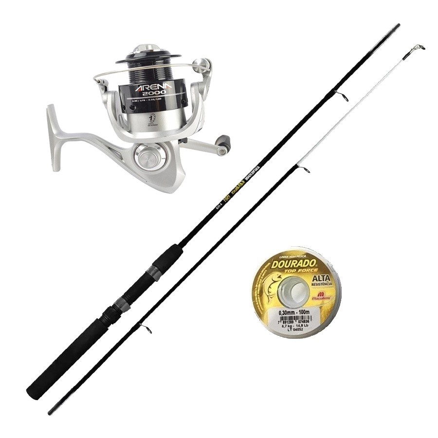 Kit Pesca Molinete Marine Sports Arena 2000 Vara Linha