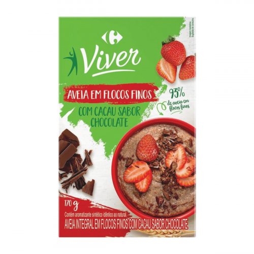 Aveia Em Flocos Finos Integral Chocolate Carrefour Viver 170 G Shopee