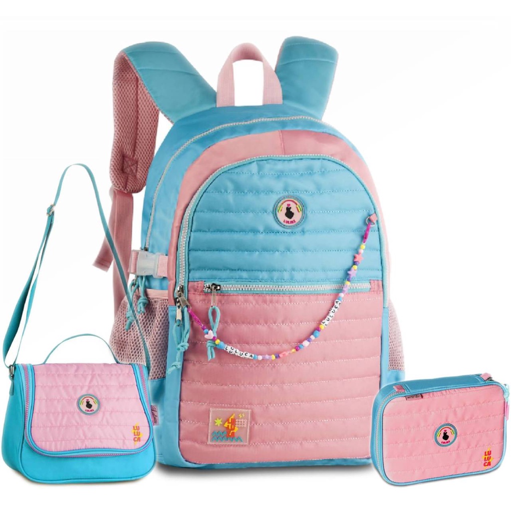 Kit Mochila De Costas Luluca Lancheira E Estojo Escolar Shopee Brasil