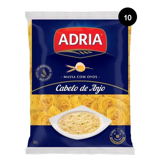 Macarrão De Sêmola Ovos Cabelo De Anjo Adria Pacote 500g Shopee