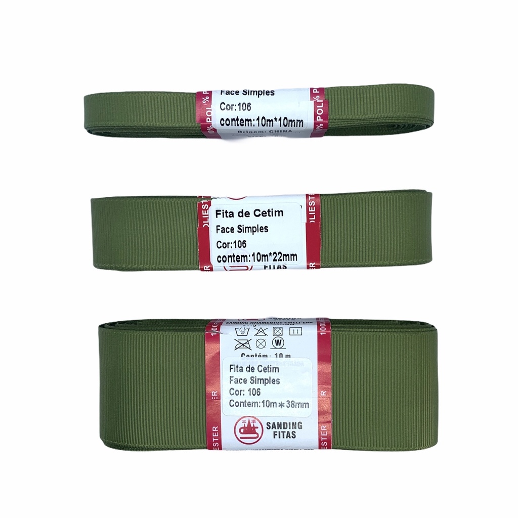 Fita Gorgurão Lisa Sanding Cor 106 Verde Militar 10 metros Shopee