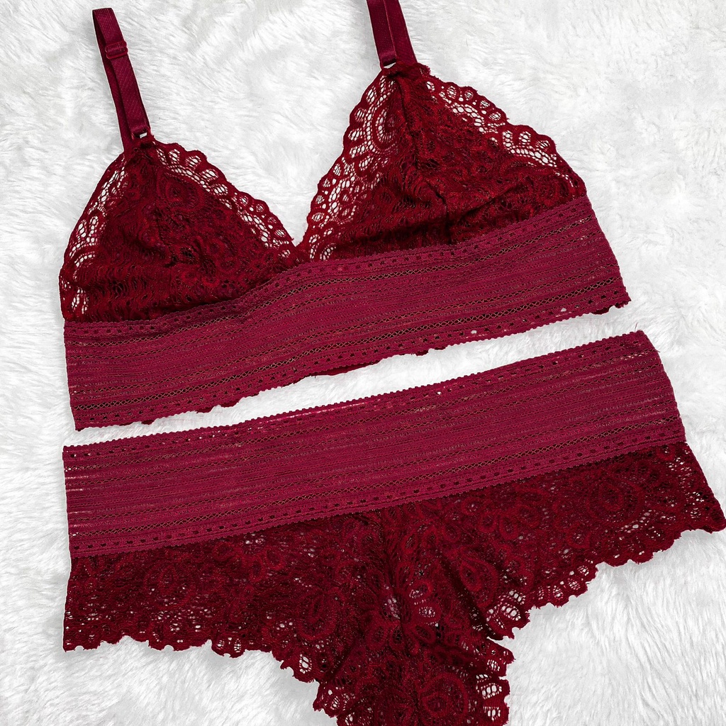 Conjunto De Lingerie Calcinha E Suti Sem Bojo Renda Sexy Diversas