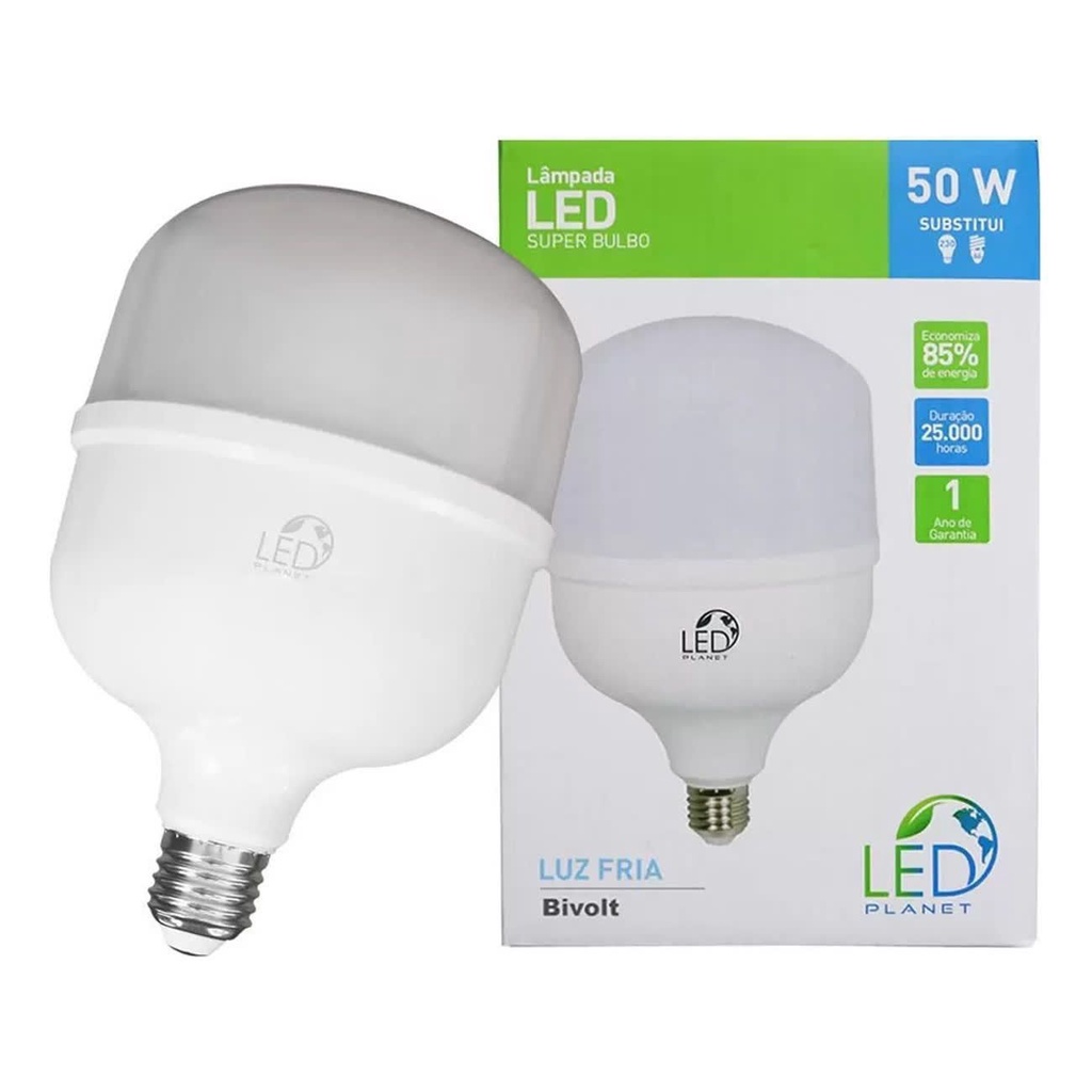 L Mpada Super Led W Bivolt Super Bulbo Alta Potencia Branco Frio