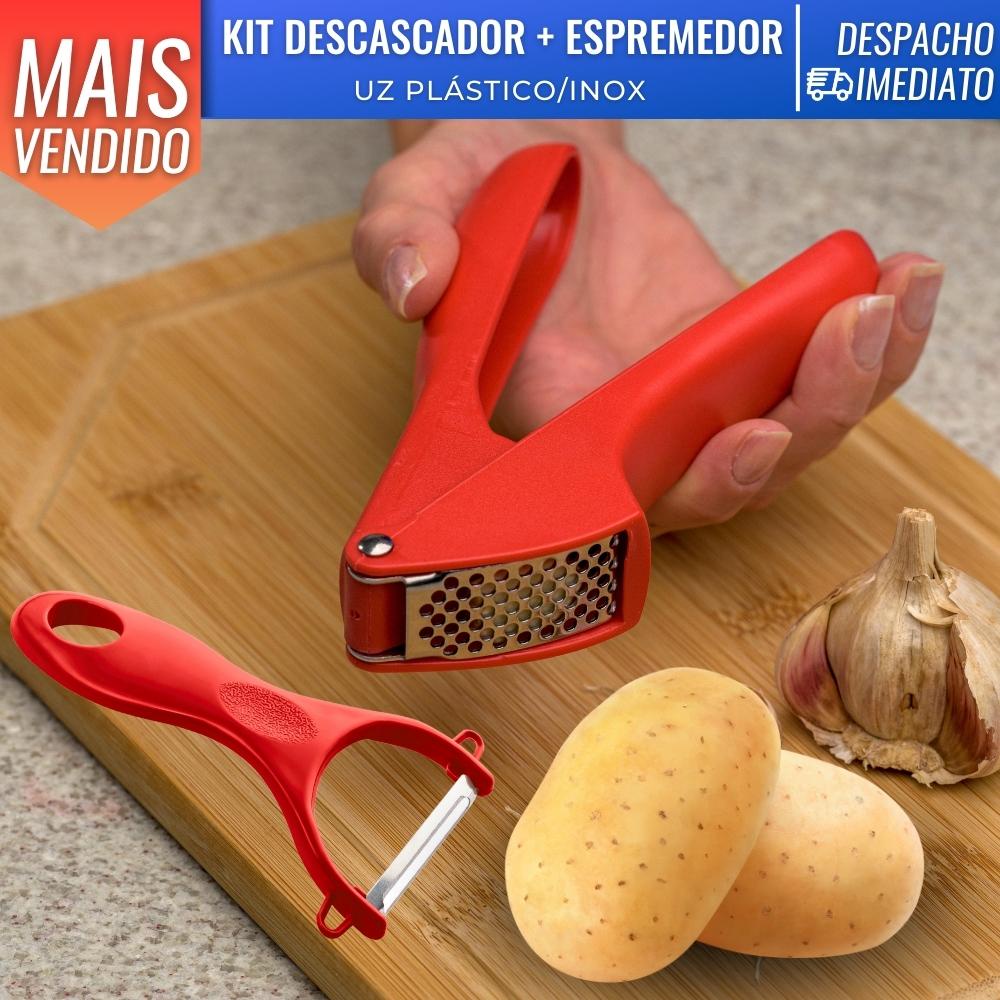 Kit Espremedor Alho E Descascador Legumes E Frutas Lamina Inox Casa