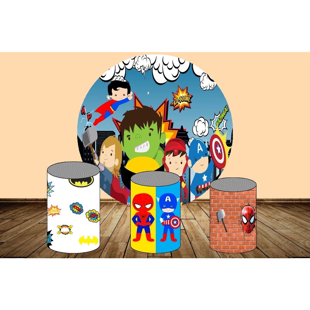 Trio Capa Cilindros Painel Sublimado Super Herois Cute Shopee Brasil