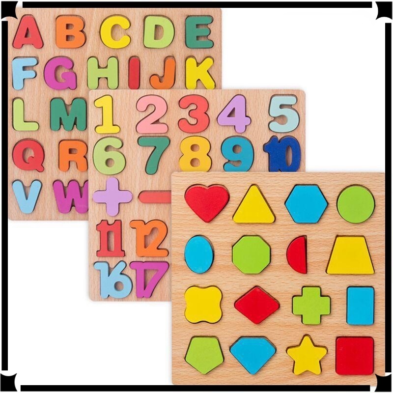 Alfabeto De Madeira Enigma Letras Abc Maple Montessori Quebrar Blocos