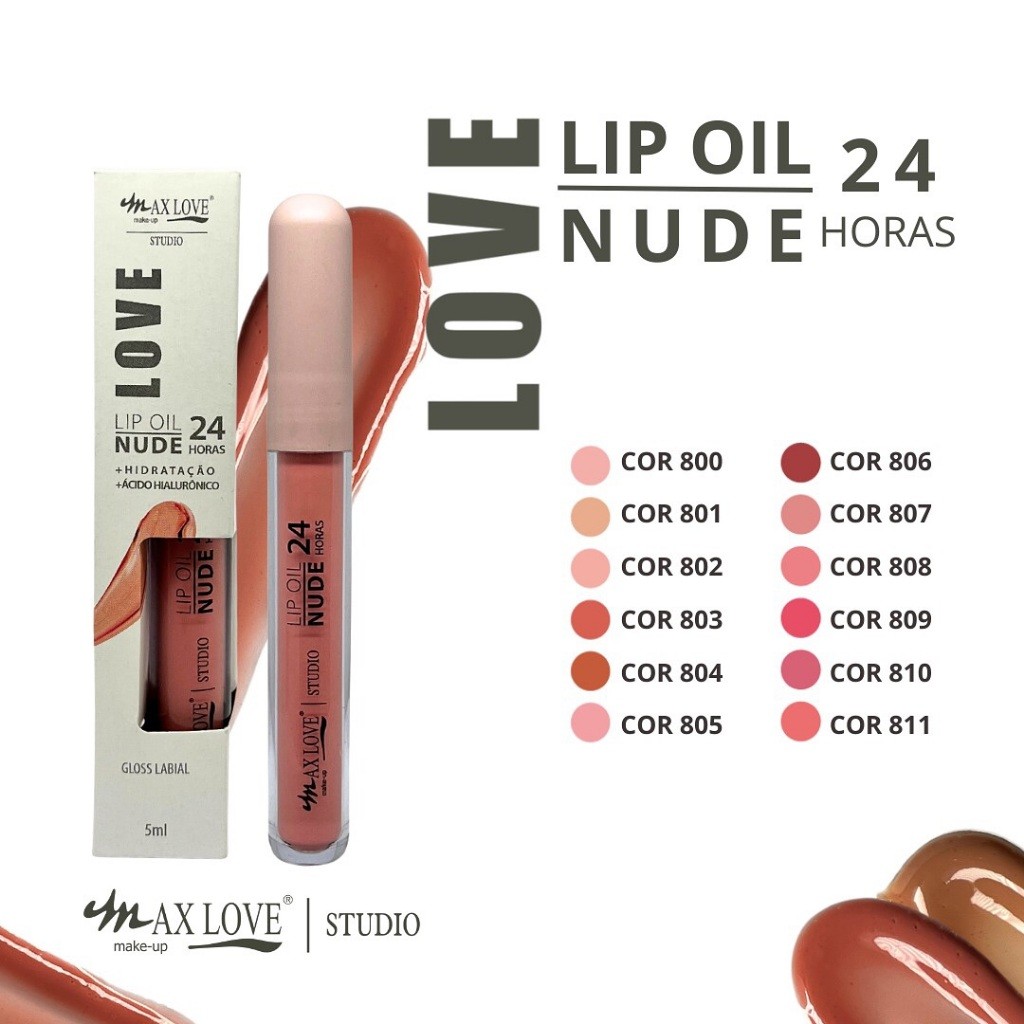 Lip Oil Nude Hidratante 24 Horas Vegano Max Love Shopee Brasil