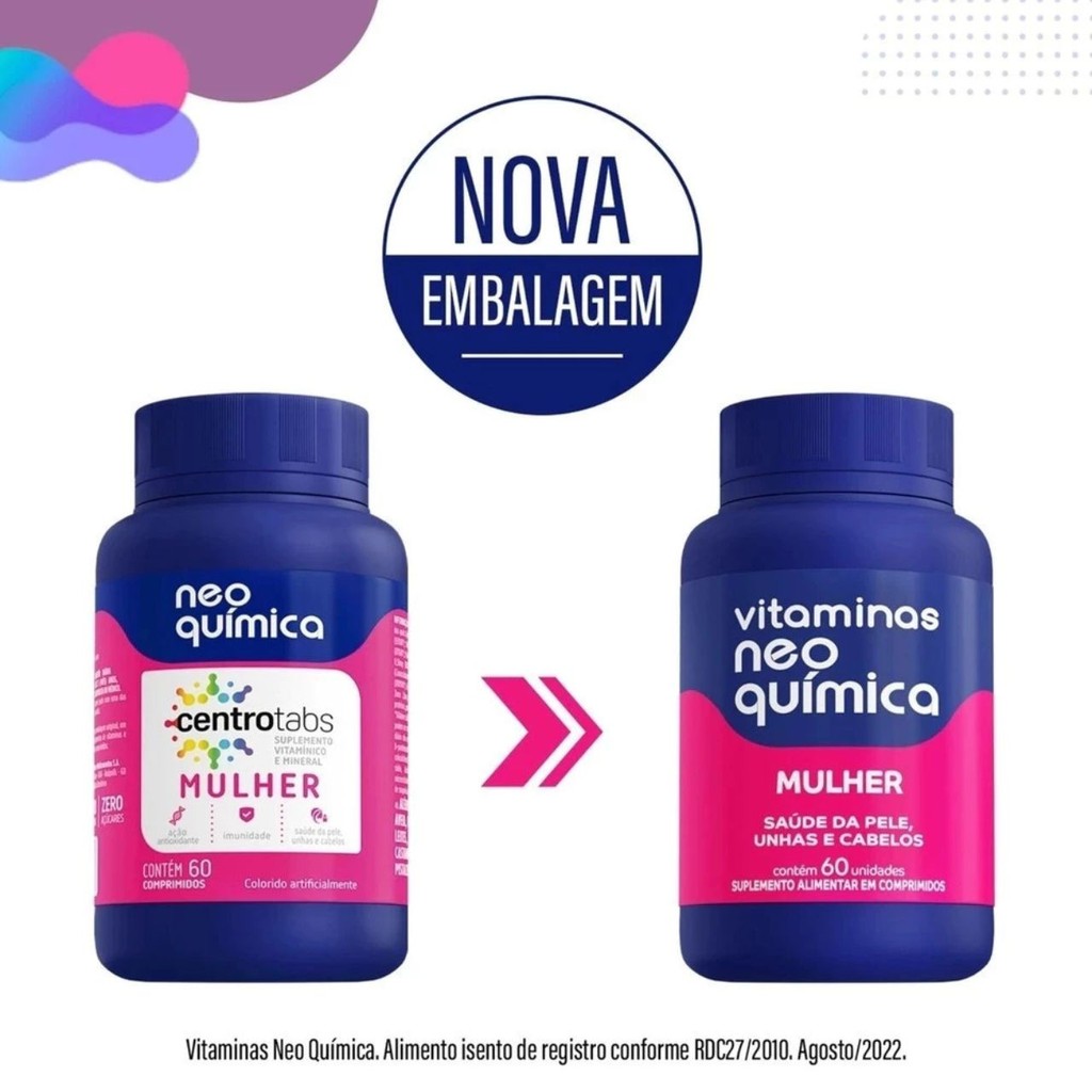 KIT C 3 Vitamina Neo Química Centrotabs Mulher 60 Comprimidos Shopee