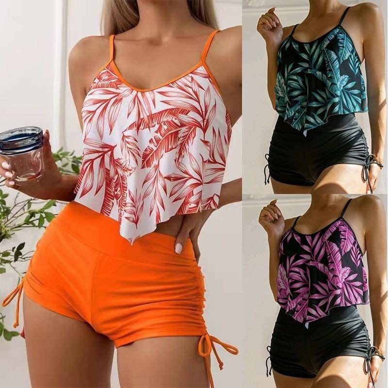 Novidade para 2025 maiô sentir cintura alta estilingue Split Bikini impresso senhoras