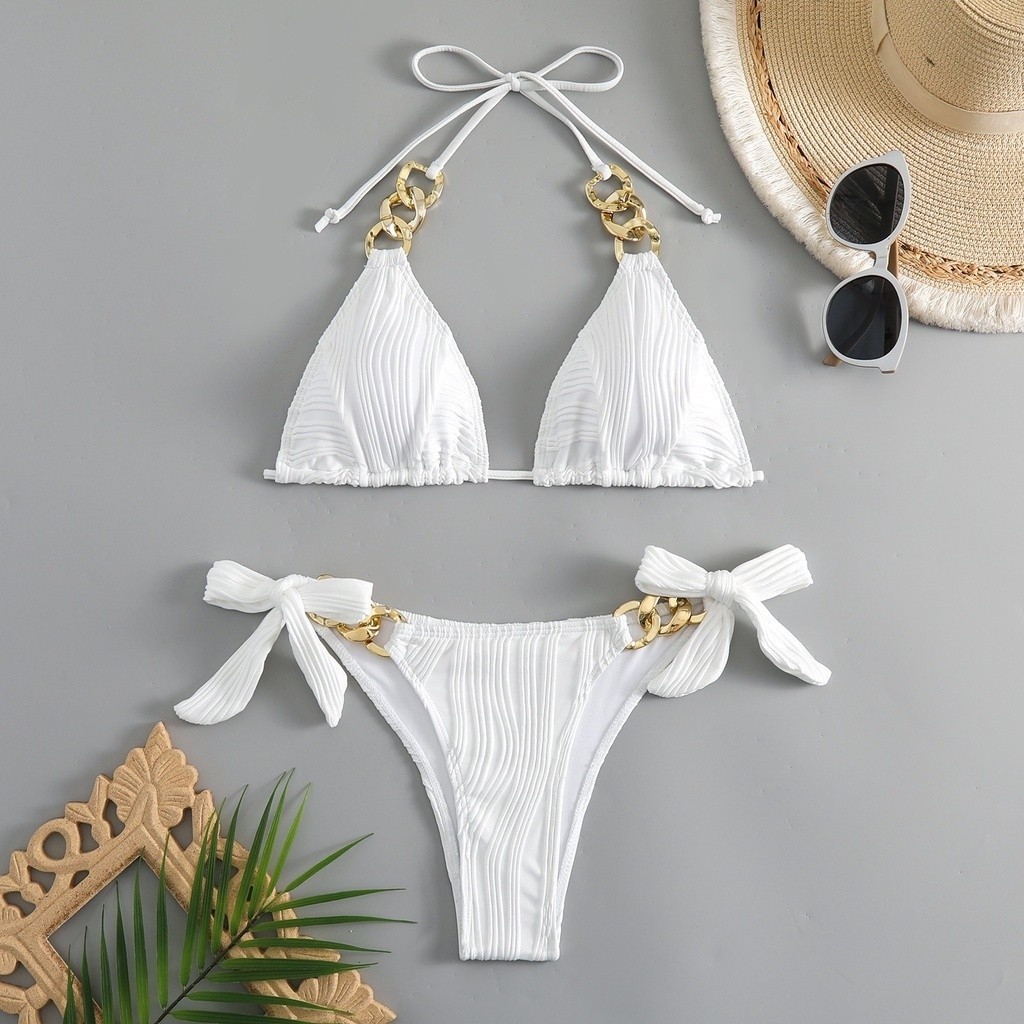 Micro Bikini Sexy Fio Dental Branco Duas Peças Praia Swimsuit B YTVVV