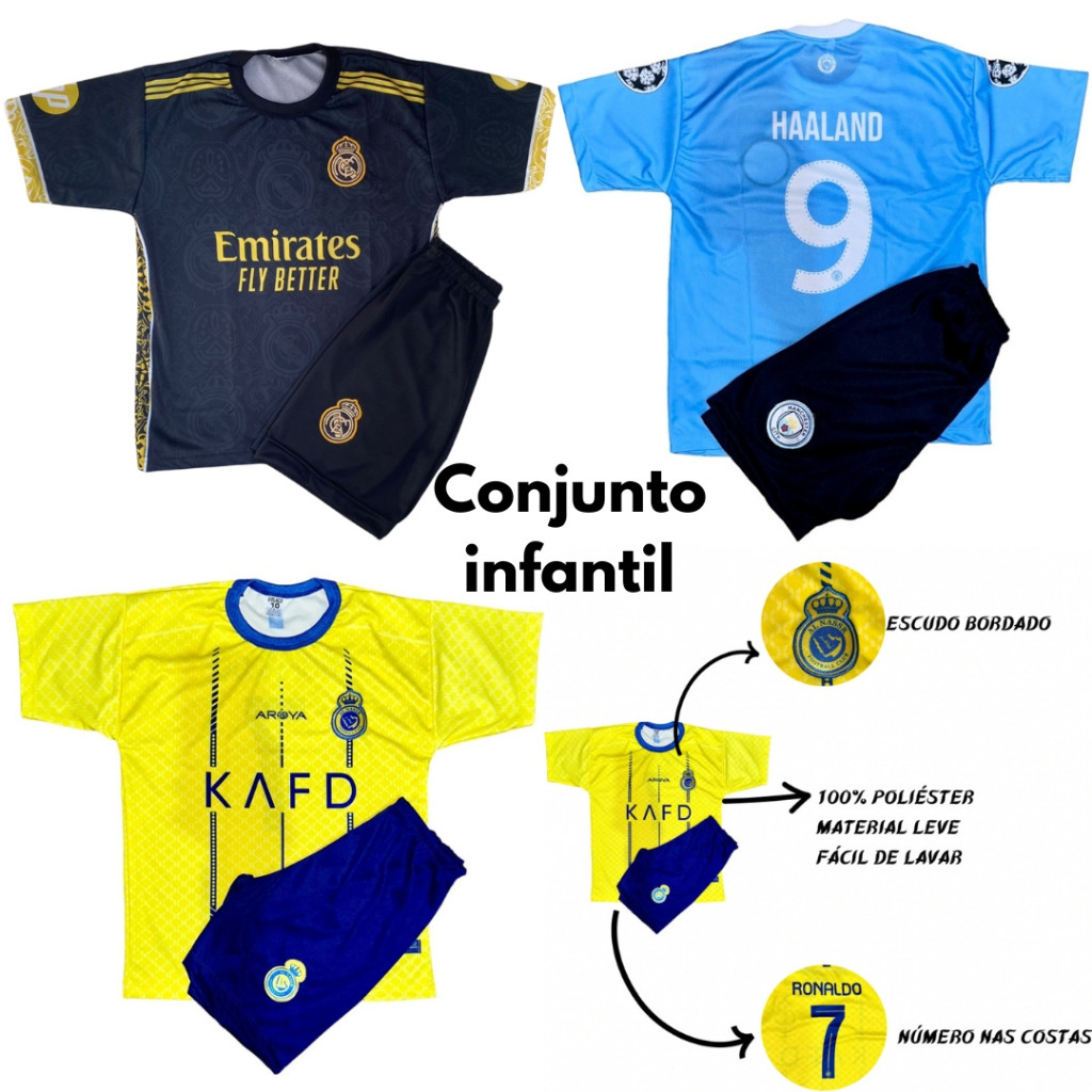 Kit Conjunto Infantil E Juvenil De Futebol Times Internacionais