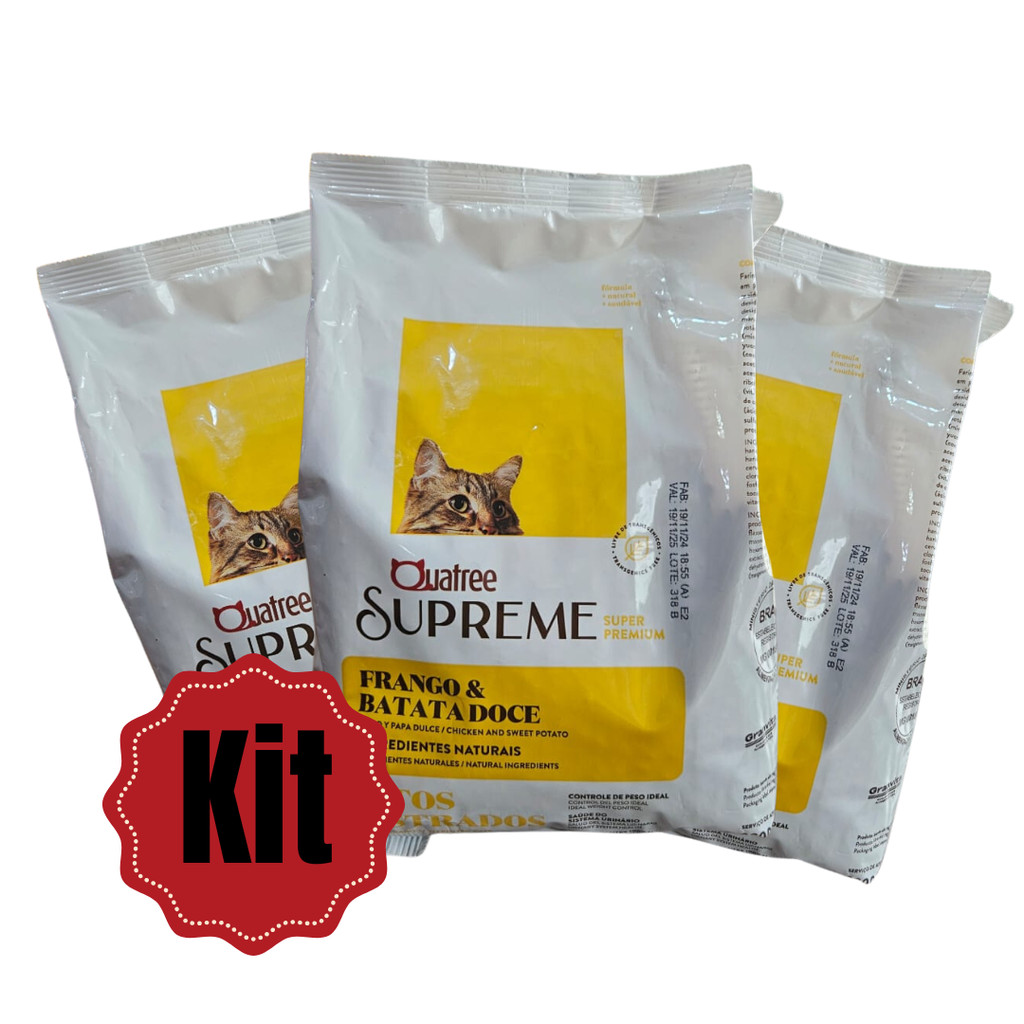 KIT QUATREE SUPREME GATO CASTRADO FRANGO 1KG 3 PACOTES Shopee Brasil