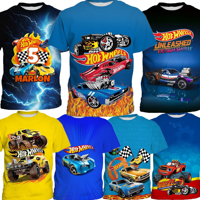 Hot Wheels Monster Truck Racing Impress O Gr Fica Meninos Moda Camiseta