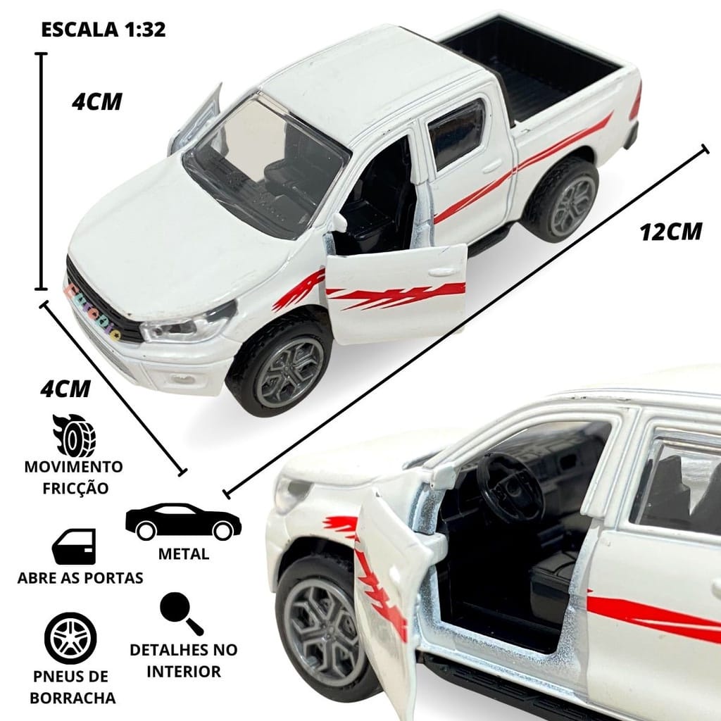 Carrinho De Ferro Miniatura Toyota Hilux Metal Abre A Porta Shopee Brasil