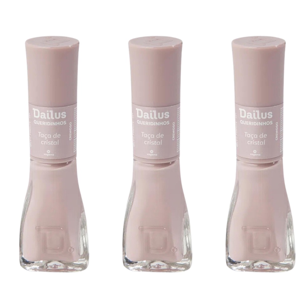 Kit 3 Esmalte Dailus Queridinho Taça de Cristal Nude Cremoso Shopee