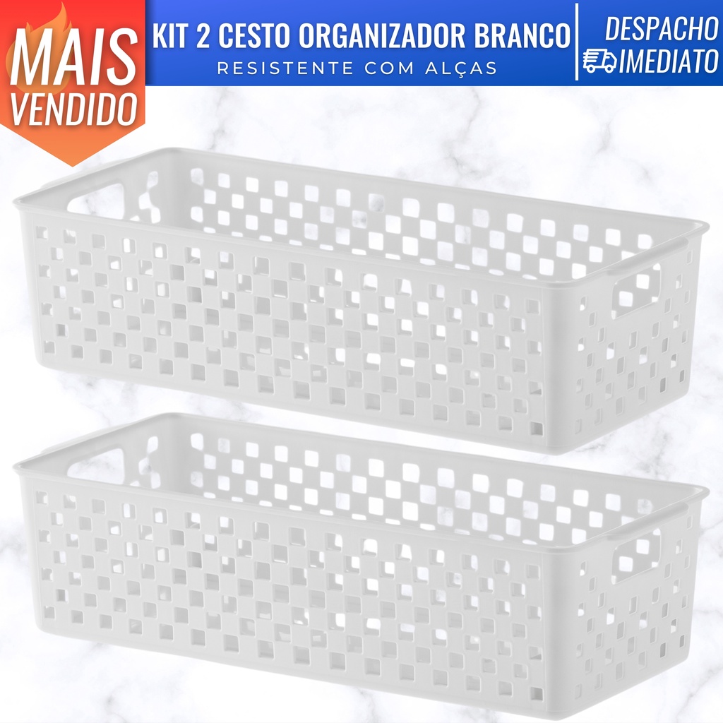 Kit 02 Cestos Organizador Quadratta Gavetas Lavanderia 34x15 Shopee