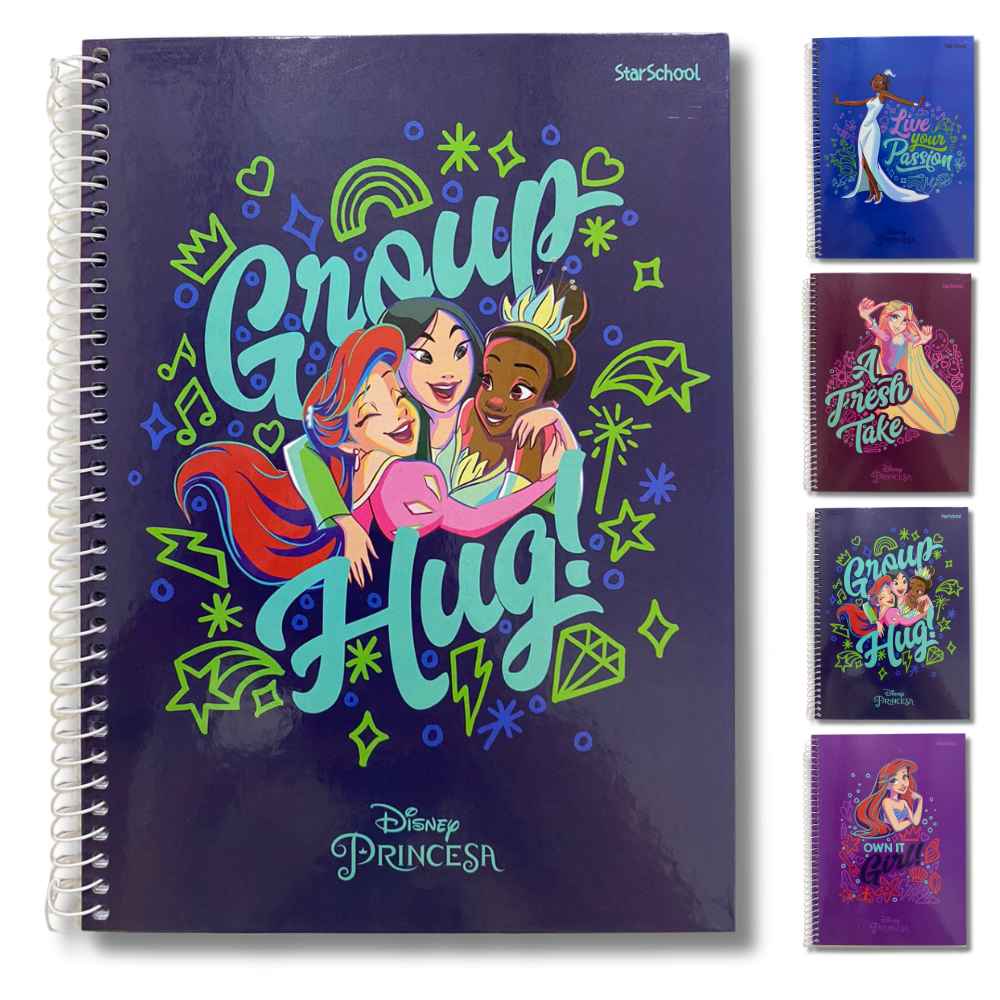 Caderno Espiral Grande Capa Dura Fls Mat Ria Princesas Disney