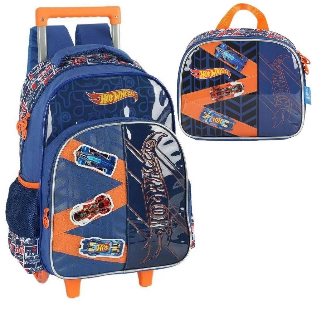 Kit Mochila Rodinha Costas Hot Wheels Luxo Lancheira Luxcel Shopee