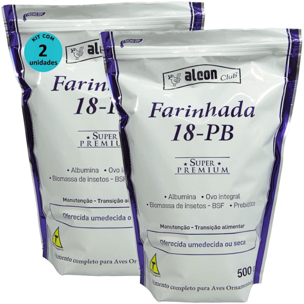 Alcon Club Farinhada 18 PB 500g Super Premium Kit 2 Ração Para Aves