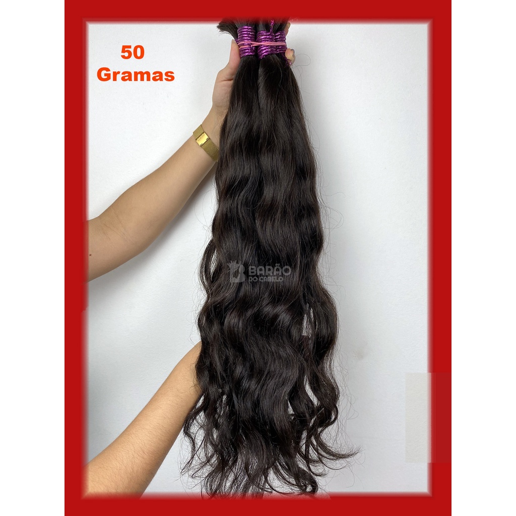 Cabelo Humano Ondulado Para Seu Mega Hair Gramas Castanho