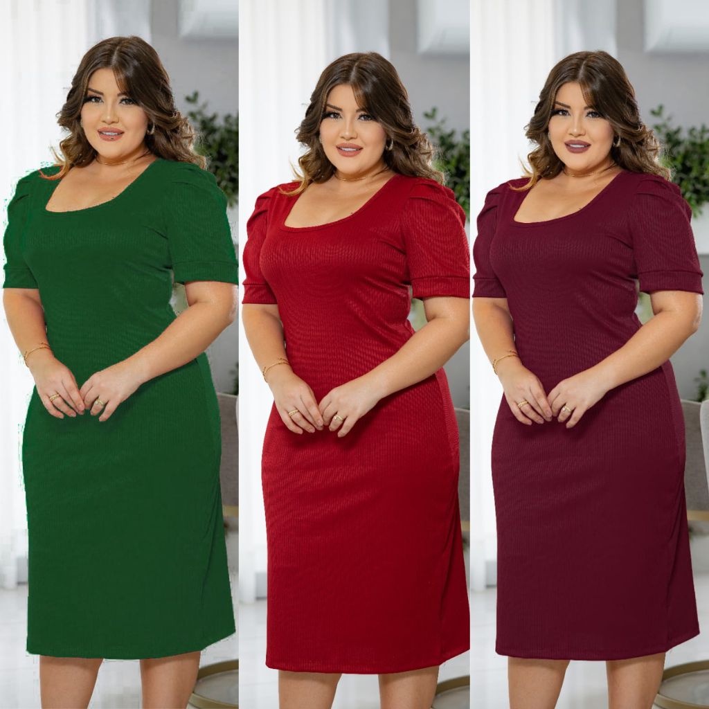 Vestido Manga Bufante plus size Tamanho 48 50 Moda Evangélica