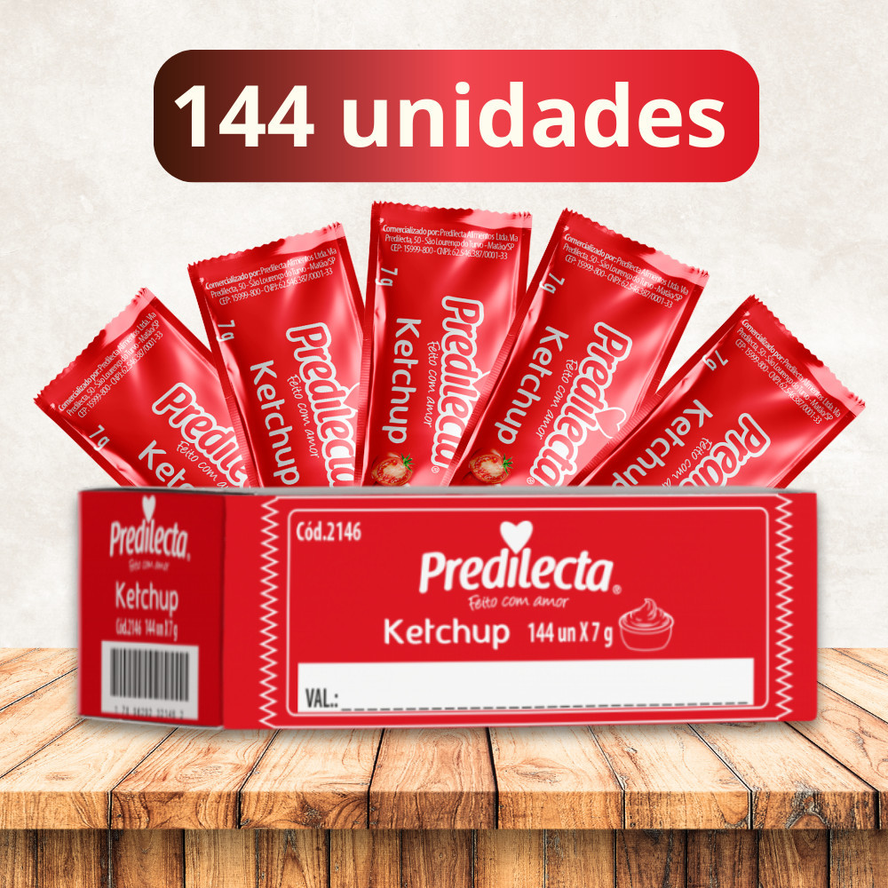 Ketchup Sache Tradicional Predilecta 7g Caixa 144 Unidades Molho