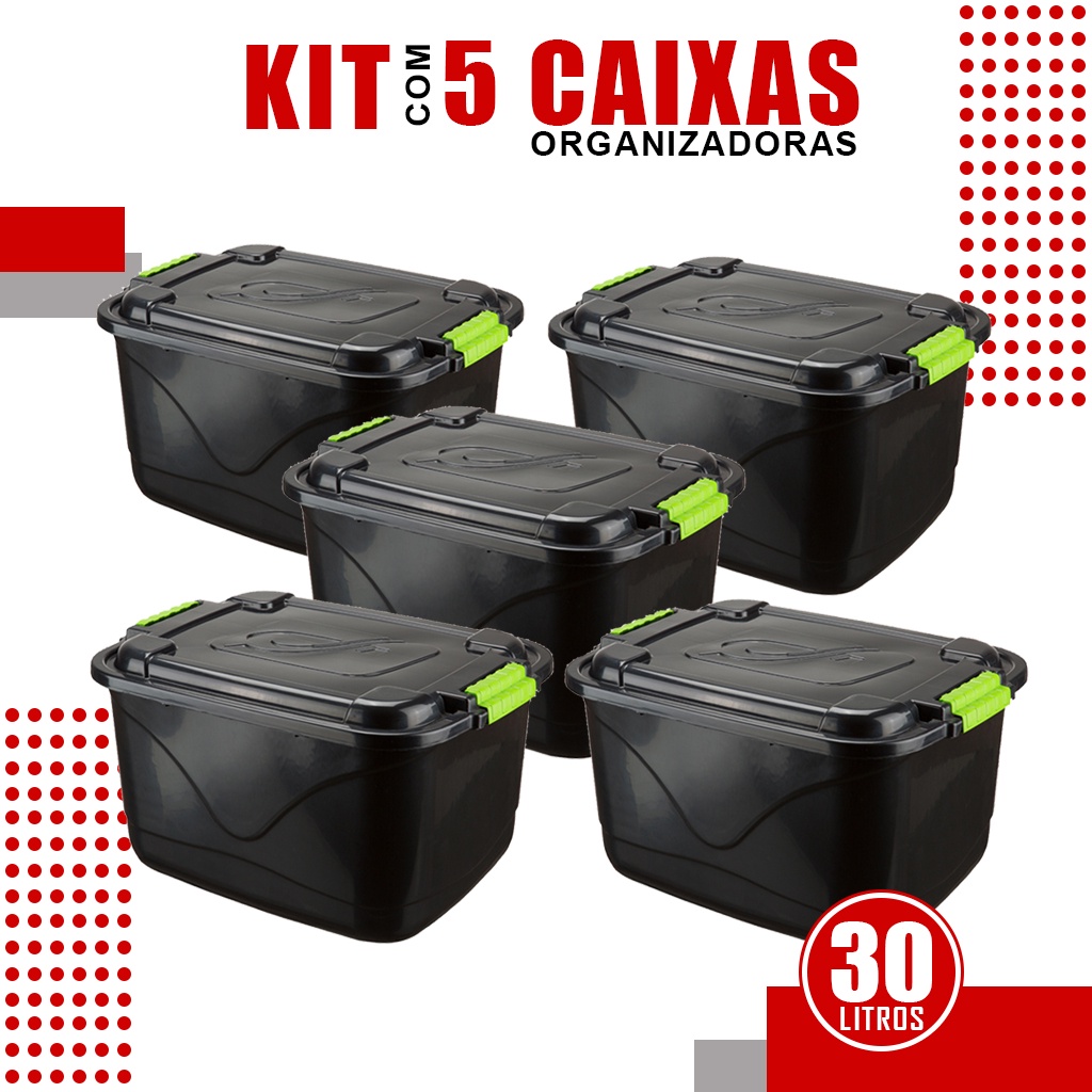 Kit Caixas Organizadoras Litros Trava E Empilhavel Shopee Brasil