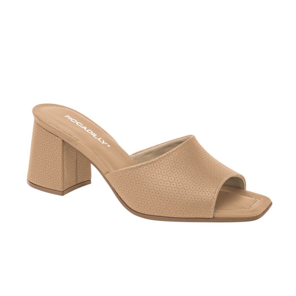 Tamanco Flavia Salto Alto Nude Claro Shopee Brasil