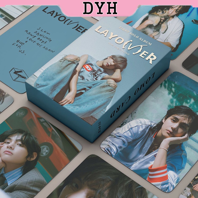 DYH 55pcs box BTS V Photocards Layover Álbum KPOP LOMO Cartão Laser