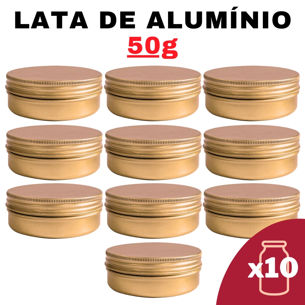 Kit Pote Lata de Alumínio Multiuso Bronze Vela Cosméticos Creme e