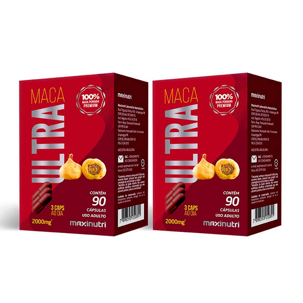 Kit 2 Maca Peruana Ultra 2000mg 100 Maca 90 Cápsulas Original