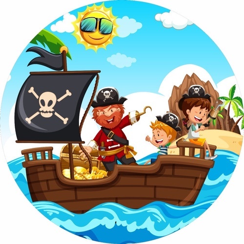 Painel Redondo Lona De Festa Infantil Piratas Shopee Brasil