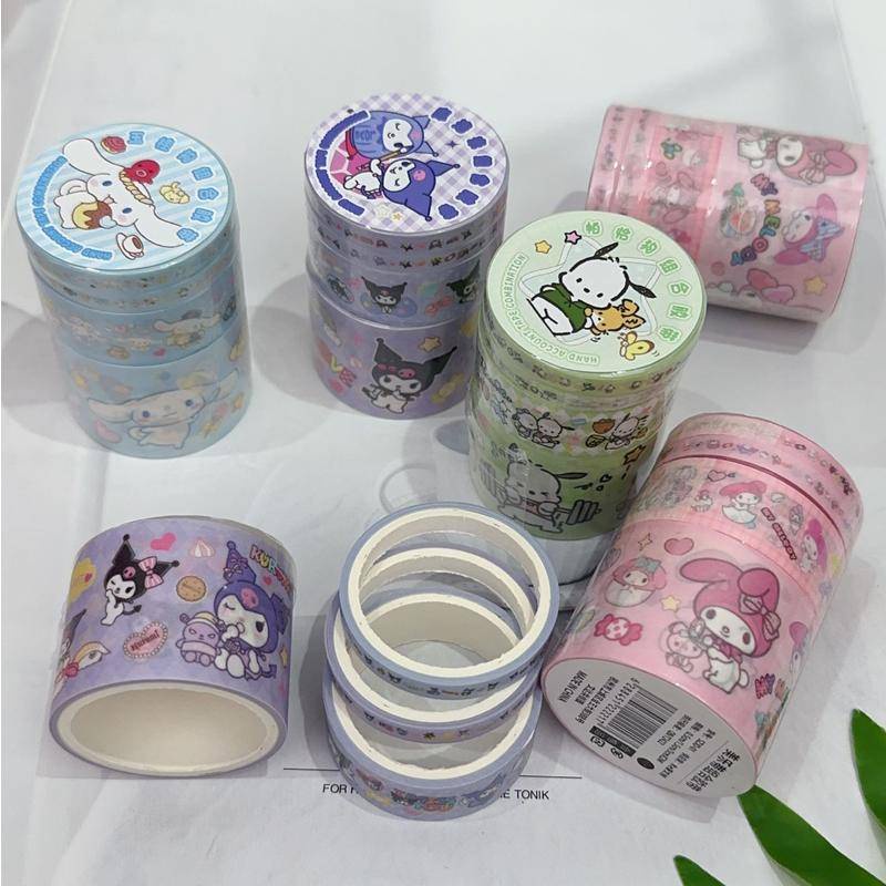 4Roll Set Sanrio Washi Conjunto De Fita Adesiva Mymelody Kuromi