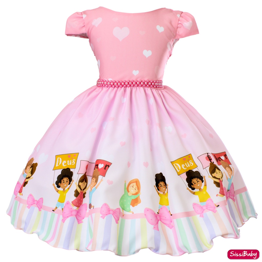 Vestido Infantil Temático Três Palavrinhas Festa Luxinho Shopee Brasil