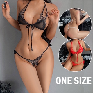 Conjunto Lingerie Meia Ta A Sem Bojo Renda Arco Calcinha Fio Dental